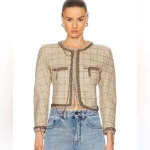 New w/tags R13 Cream Gold Tweed Jacket “Ladies who lunch” + punk! chains M L